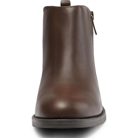 Women's Ankle Brown Boots Short Flat Low Heel Dress Chelsea Casual Classic - Picture 3 of 9